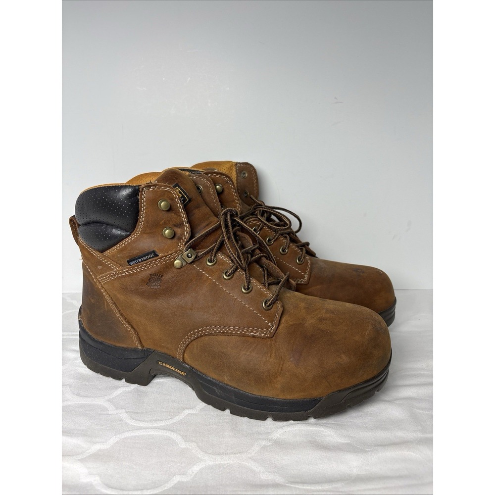 Carolina CA5020 6" Waterproof Work Boots Mens Size 13 4E Soft Toe Brown Lace Up